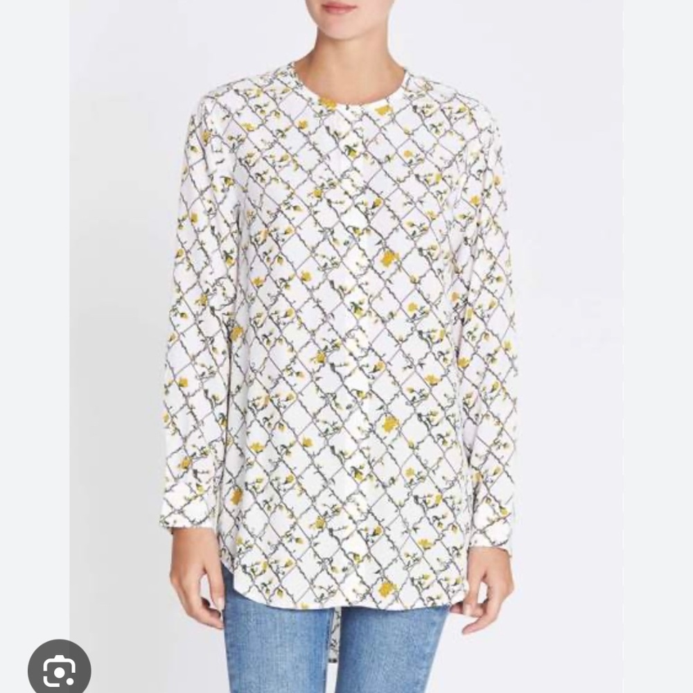 EQUIPMENT FEMME NWT Simon Silk Collarless Floral Print Tunic Blouse Top S